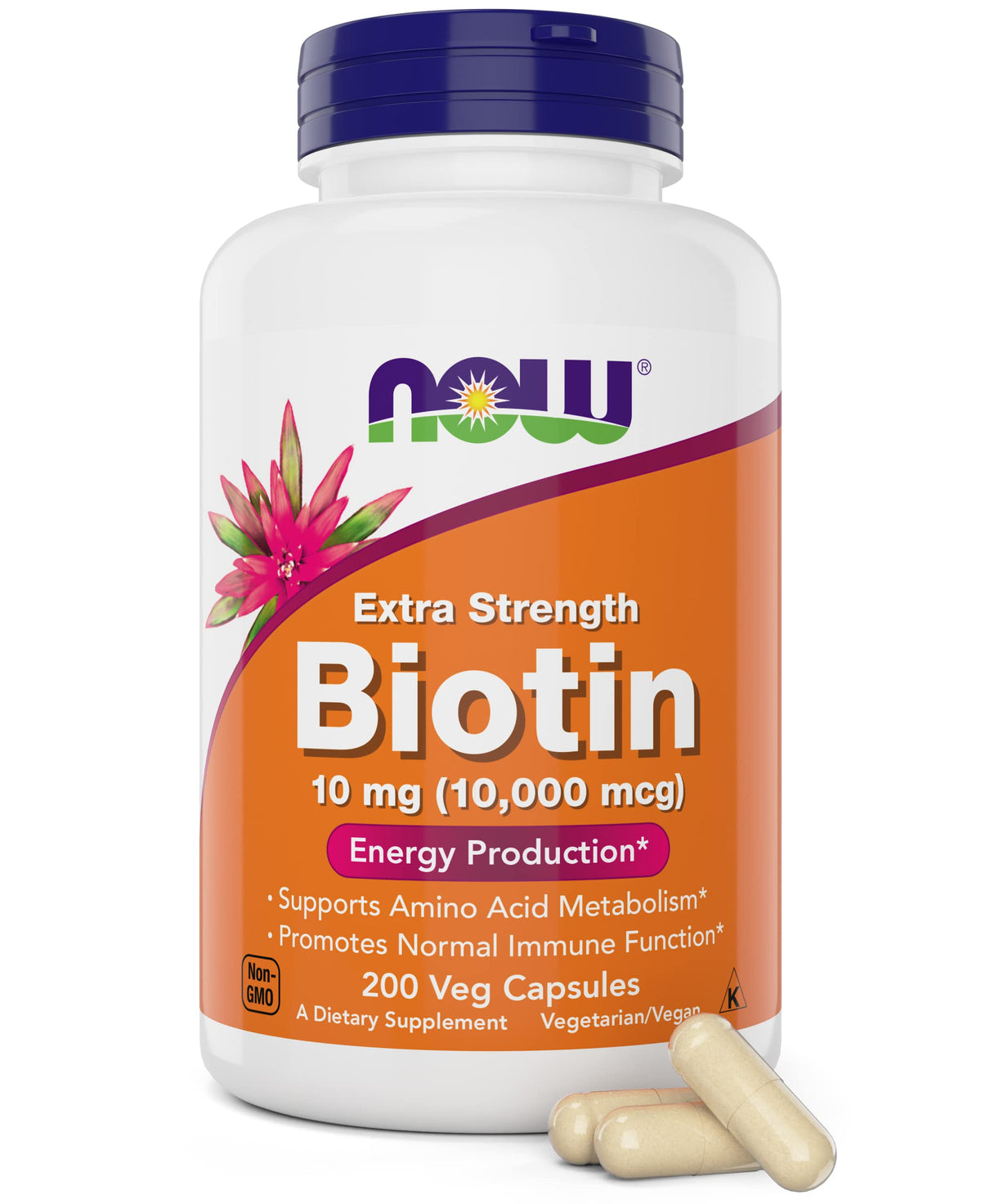 NOW Foods Biotine 10 000 mcg 200 capsules - vue avant