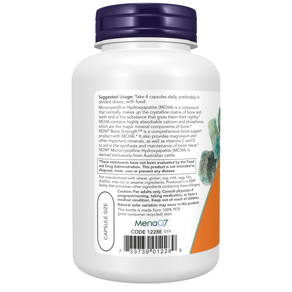 NOW Foods Bone Strength 120 Capsules avec des gélules sur un fond blanc