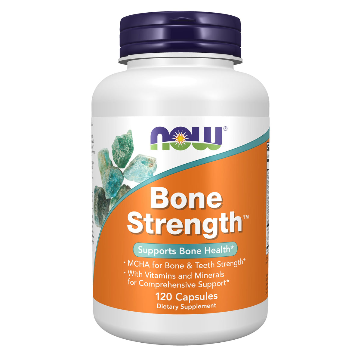 NOW Foods Bone Strength 120 Capsules vue avant avec étiquette