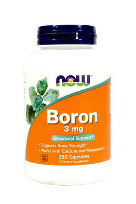 NOW Foods Boron 3 mg 250 Capsules Pack de 2 face
