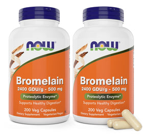 NOW Foods Bromélaïne 500 mg 200 capsules végétales pack de 2