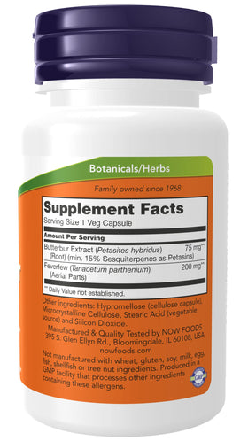 NOW Foods Butterbur 60 capsules végétales côté