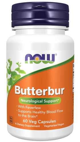 NOW Foods Butterbur 60 capsules végétales emballage avant