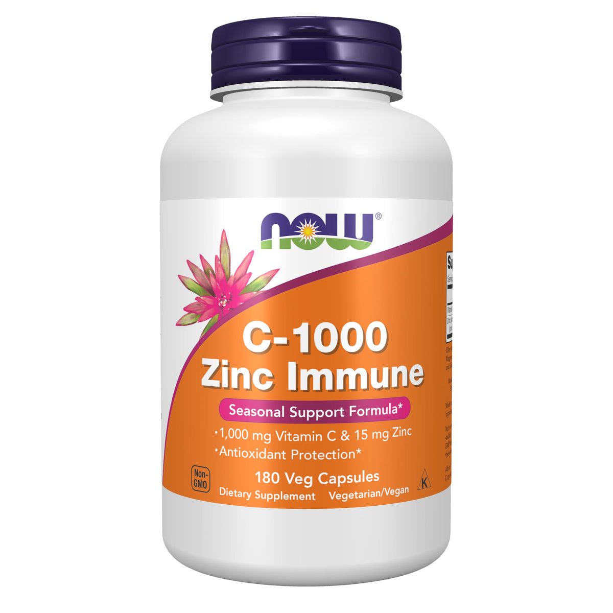 NOW Foods C-1000 & Zinc 180 capsules végétales, vue de l'avant