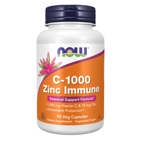 NOW Foods C-1000 & Zinc 90 capsules végétales vue de face