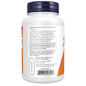 NOW Foods C-1000 & Zinc capsules végétales sur fond blanc