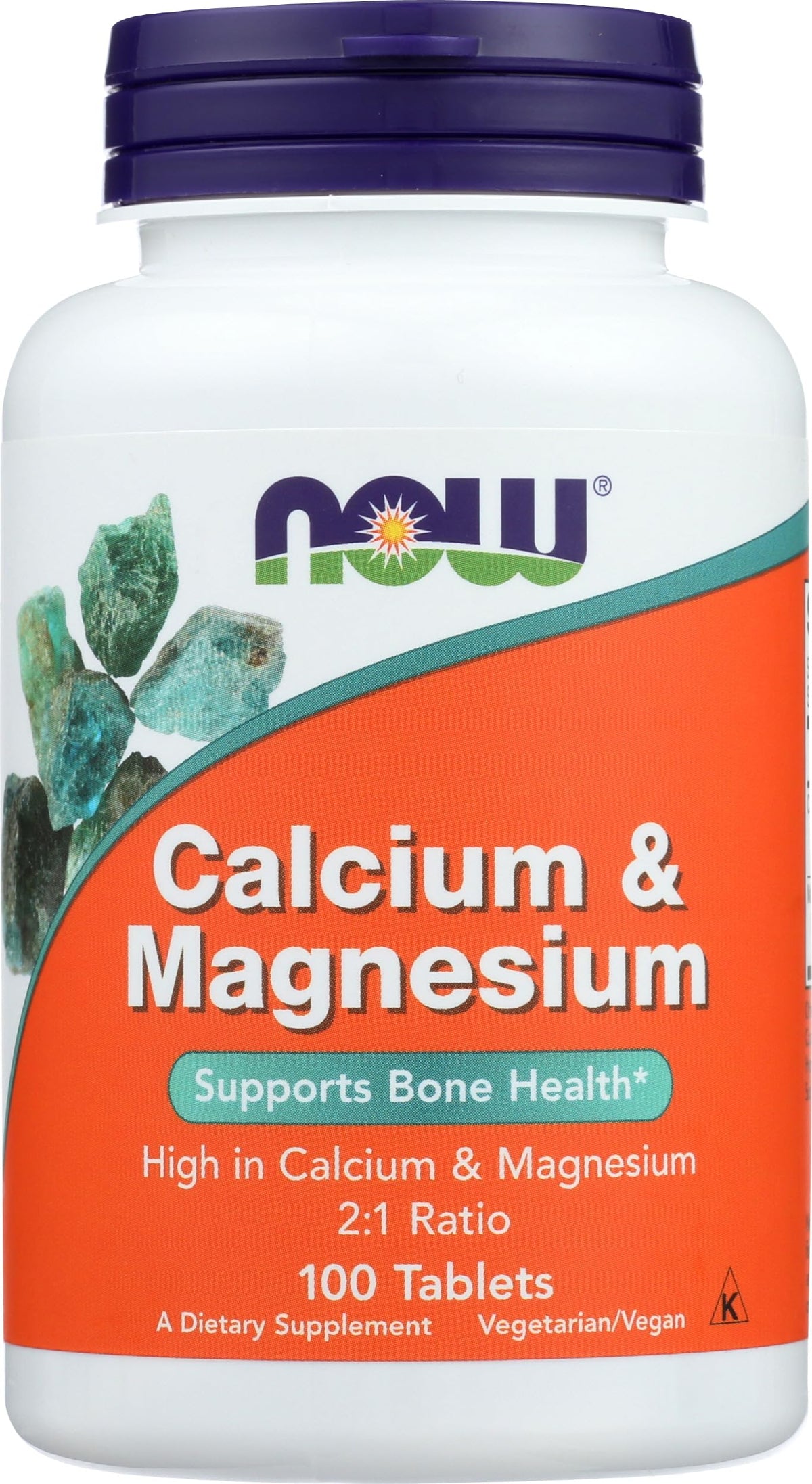 NOW Foods Cal Mag 500/250mg 100 comprimés, vue de face