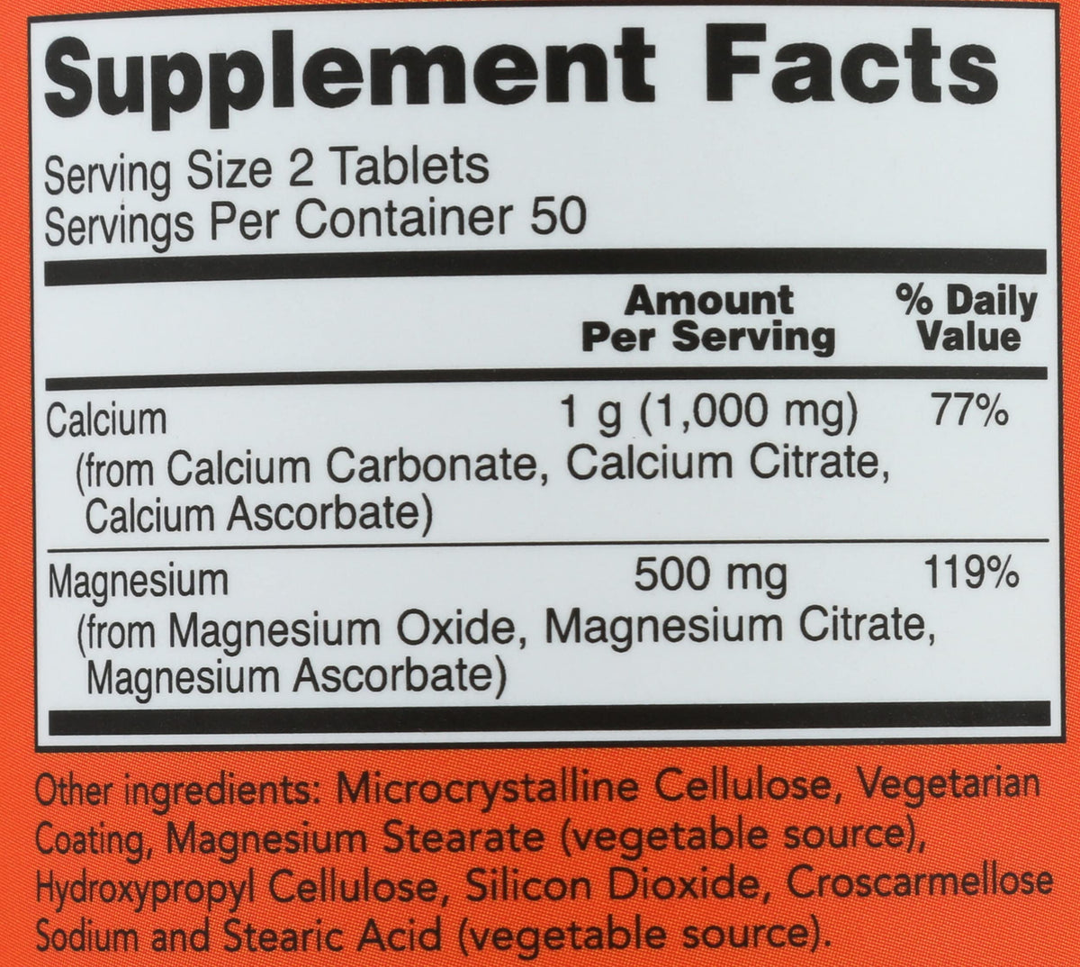 NOW Foods Cal Mag 500/250mg comprimés dans le flacon