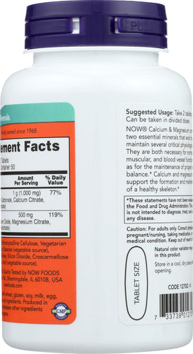NOW Foods Cal Mag 500/250mg étiquette du produit