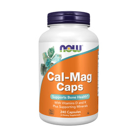 NOW Foods Cal-Mag Caps 240 Veg Capsules vue avant avec étiquette