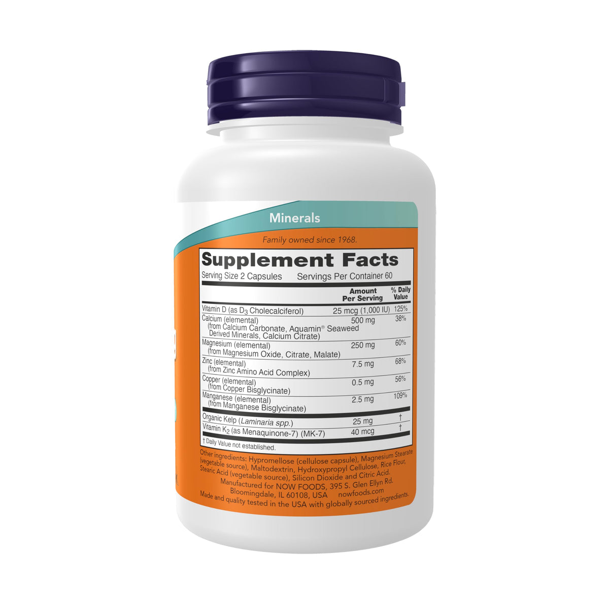 NOW Foods Cal-Mag capsules avec étiquette de produit