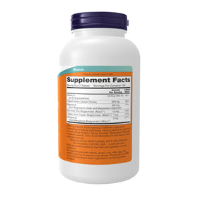 NOW Foods Calcium Citrate 250 comprimés et étiquette des ingrédients