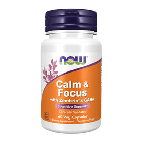 NOW Foods Calm & Focus 60 Capsules avec Zembrin® et GABA, vue avant
