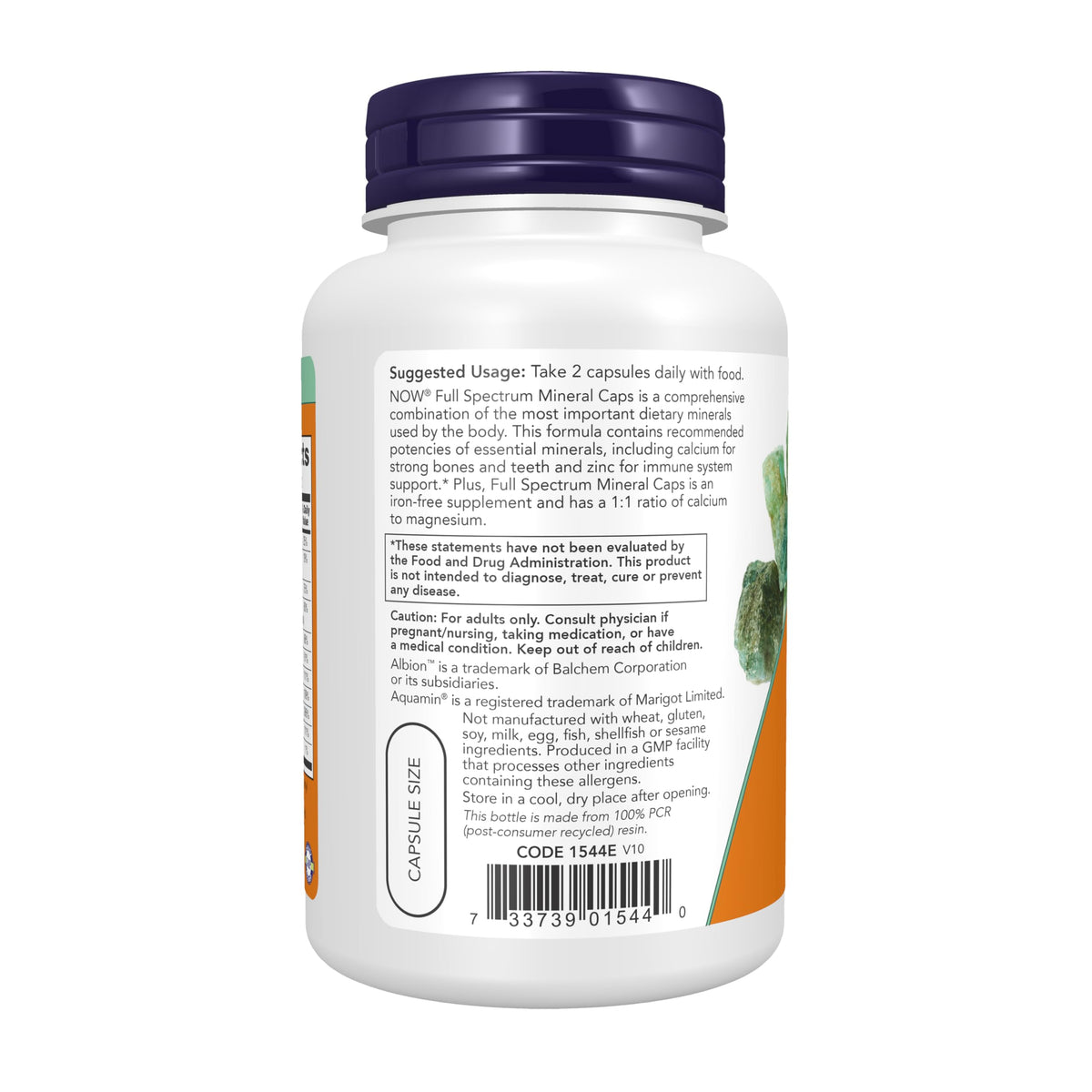 NOW Foods Capsules Minérales Complètes 120 Végétales - étiquette détaillée