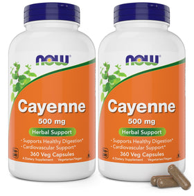 NOW Foods Cayenne 500 mg 360 Veg Capsules Pack de 2 vue avant