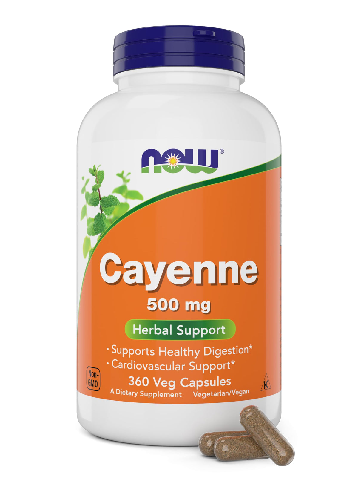 NOW Foods Cayenne 500 mg 360 Veg Capsules - vue de face
