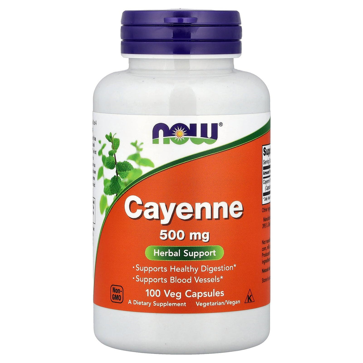 NOW Foods Cayenne 500mg 100 Vcaps produit vue de face
