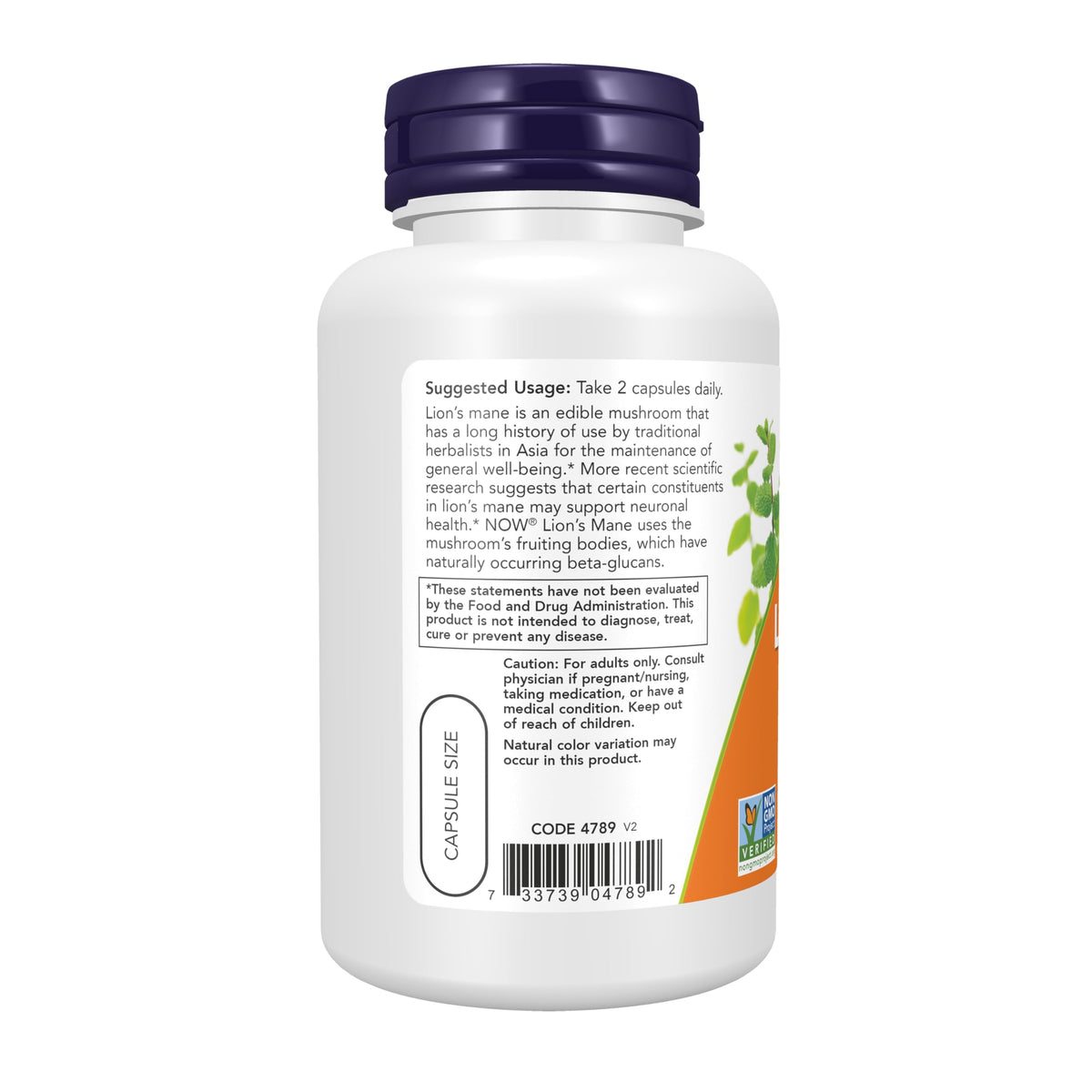 NOW Foods Champignon Lion 500 mg Bio gélules végétales sur une table