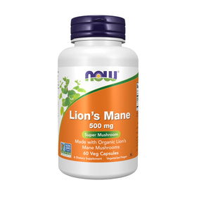 NOW Foods Champignon Lion 500 mg Bio gélules végétales vue de face