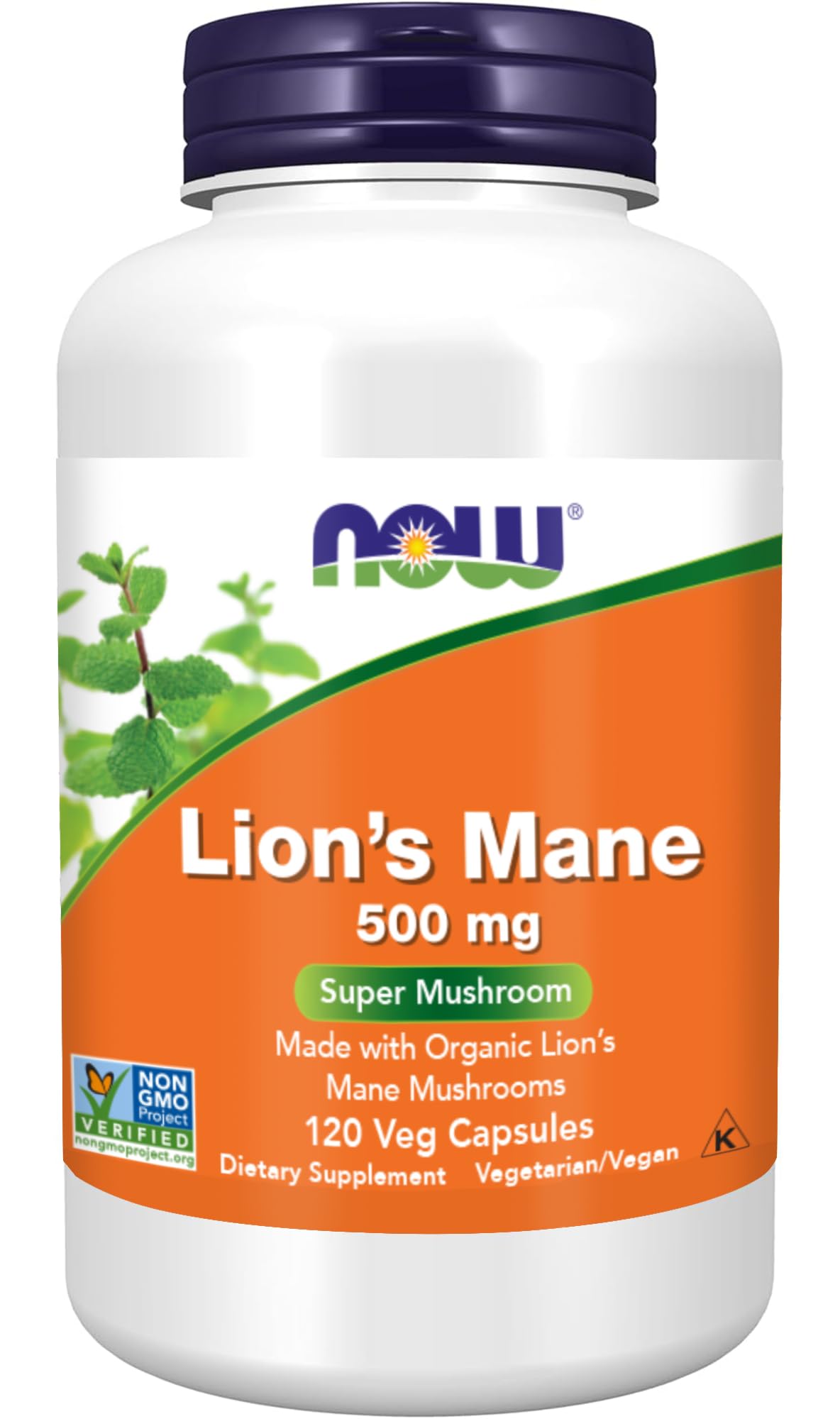 NOW Foods Champignon Lion's Mane 500 mg 120 capsules végétales vue de face