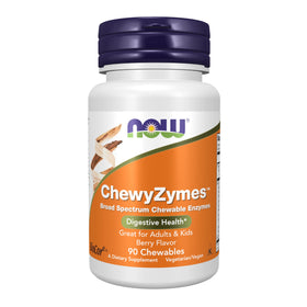 NOW Foods ChewyZymes 90 comprimés à mâcher saveur baie vue de face