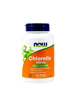 NOW Foods Chlorella 1000mg 120 Tablettes vue de face