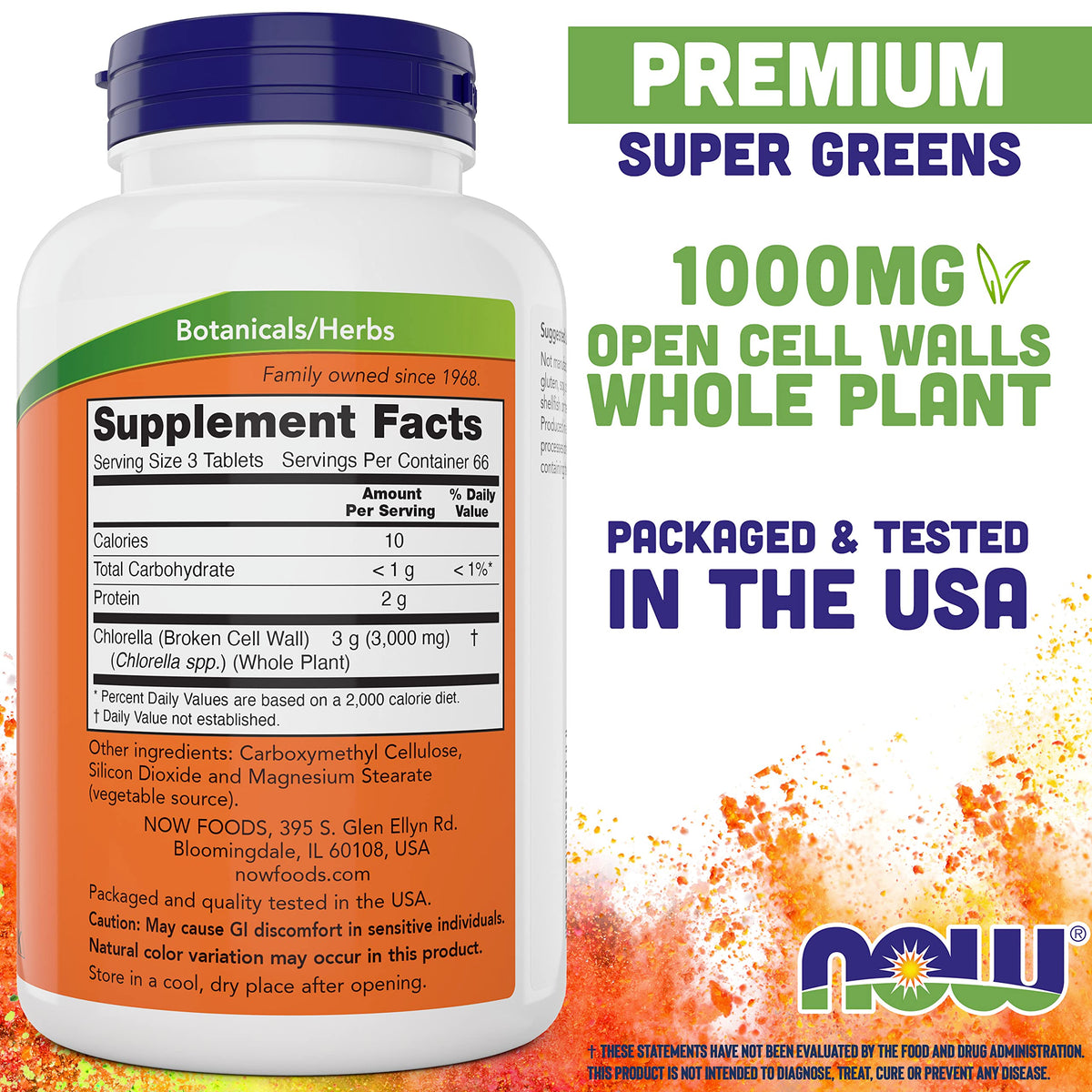 NOW Foods Chlorella 1000mg comprimés 2 bouteilles côte à côte