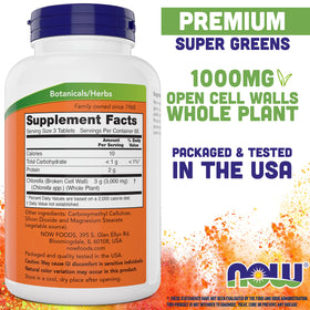 NOW Foods Chlorella 1000mg comprimés 2 bouteilles côte à côte