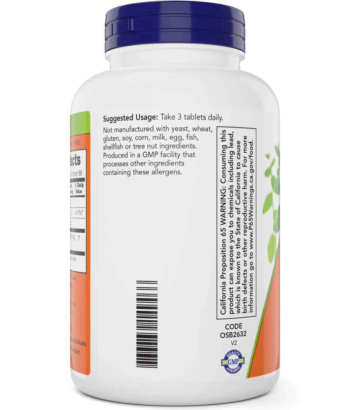 NOW Foods Chlorella 1000mg comprimés sur fond blanc