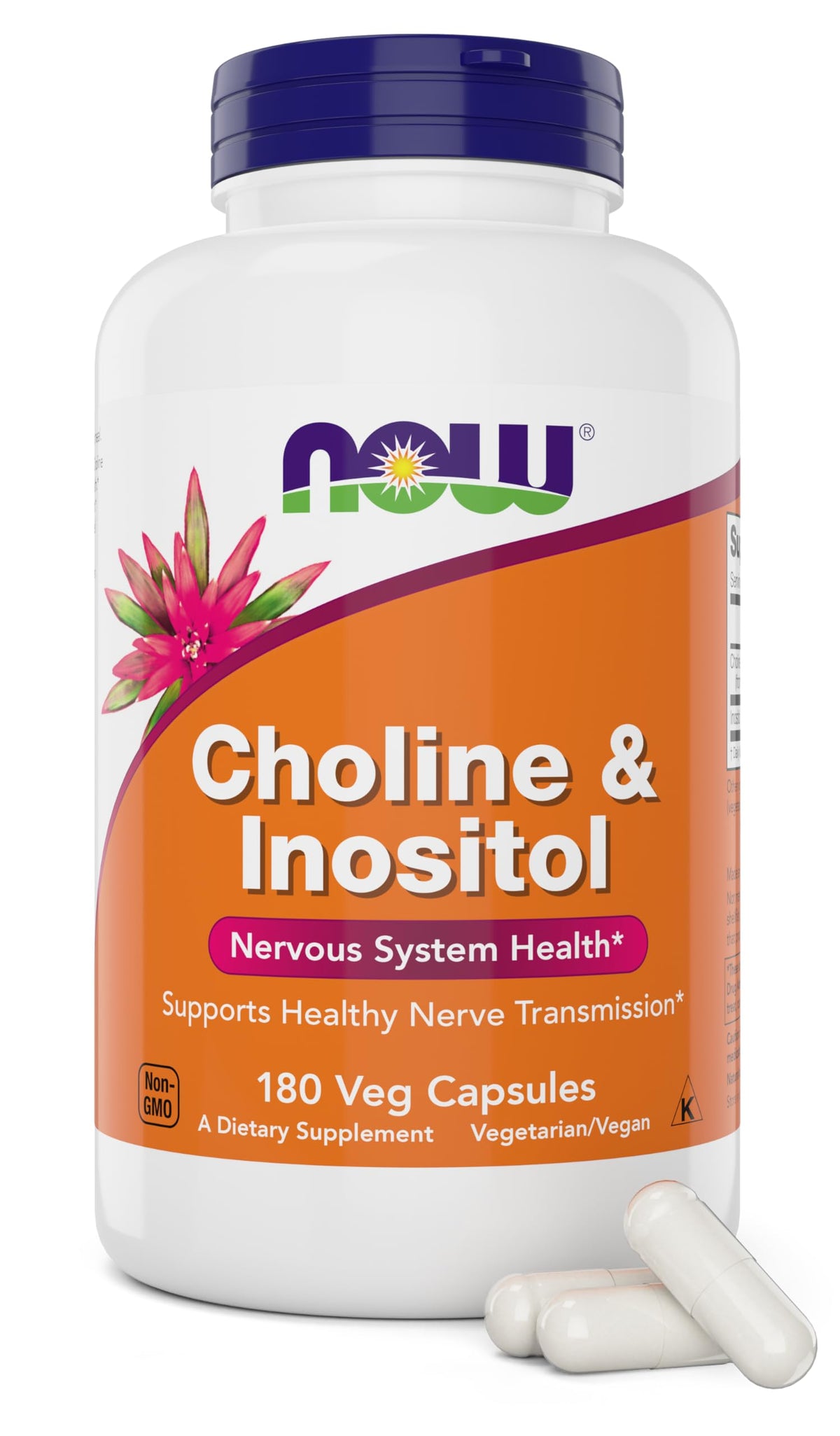 NOW Foods Choline & Inositol 180 Capsules Végétariennes vue avant