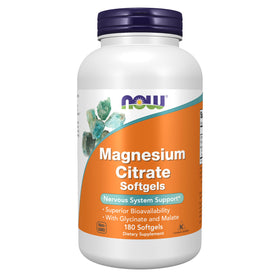 NOW Foods Citrate de Magnésium 180 gélules molles, vue avant