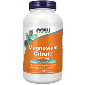 NOW Foods Citrate de Magnésium 200 mg 250 comprimés vue de face