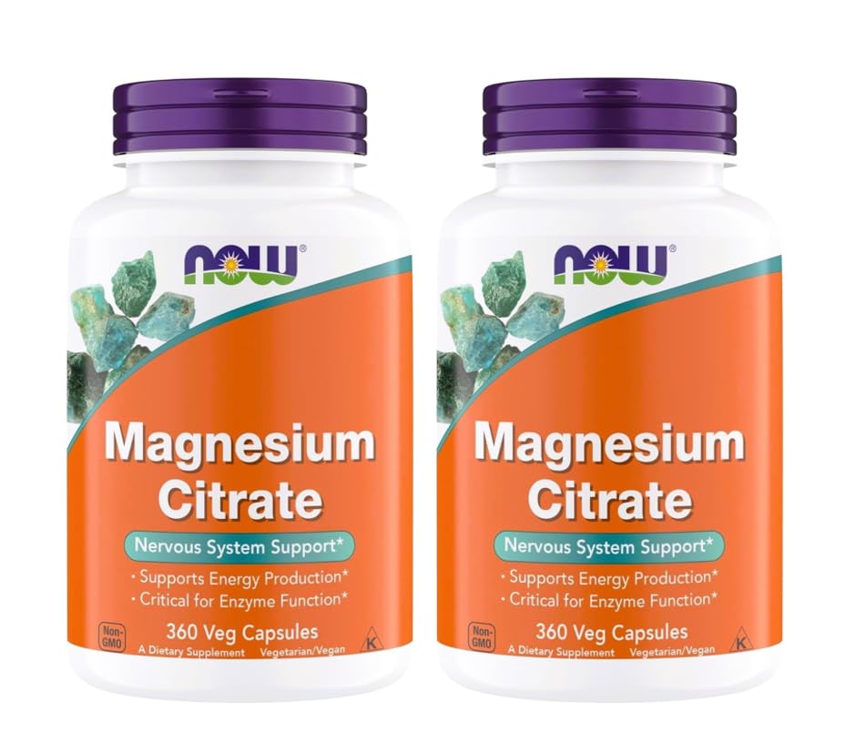 NOW Foods Citrate de Magnésium 360 Capsules Végétariennes vue de face