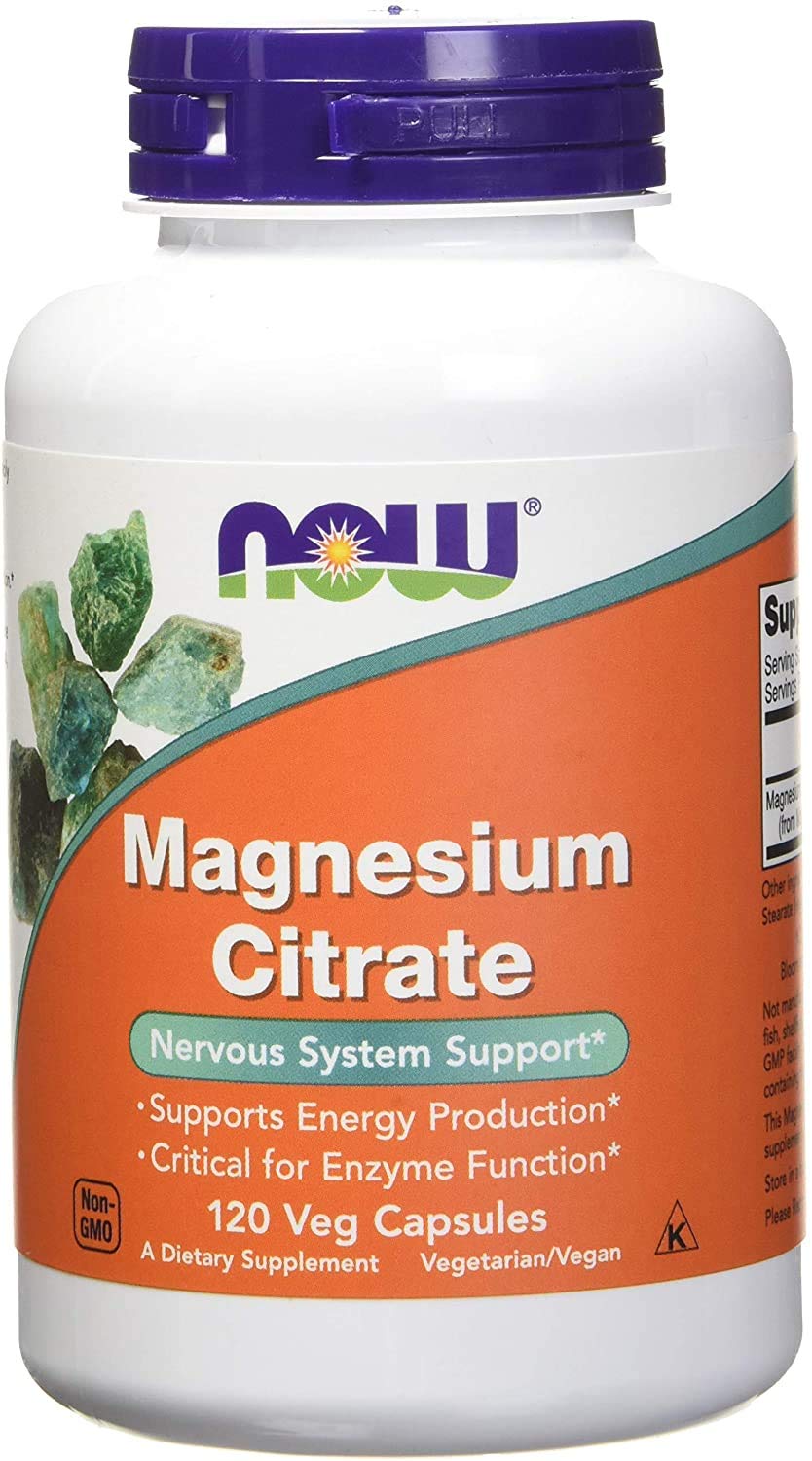 NOW Foods Citrate de Magnésium 400 mg 120 capsules végétales, vue de face