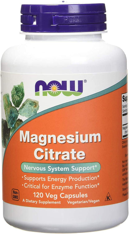 NOW Foods Citrate de Magnésium 400 mg 120 capsules végétales, vue de face