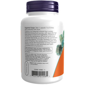 NOW Foods Citrate de Potassium 180 Capsules, vue arrière
