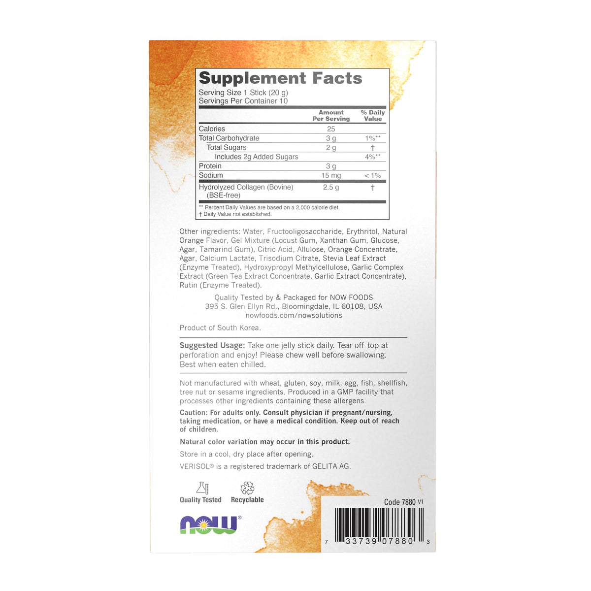 NOW Foods Collagen Jelly Complex jelly stick being held