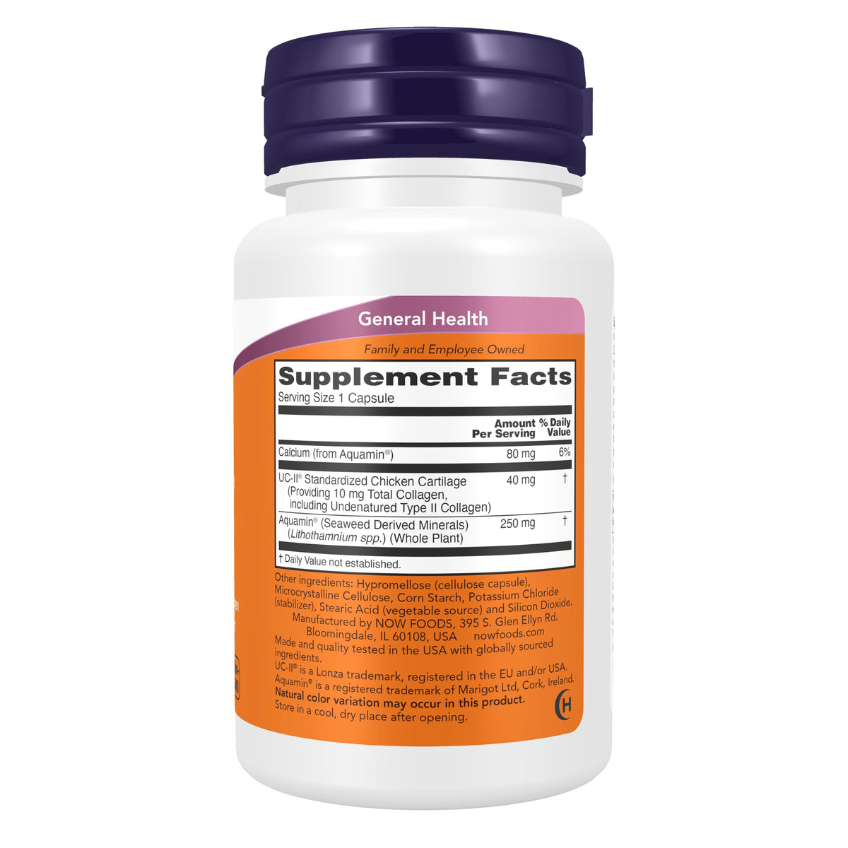NOW Foods Collagène UC-II Type II 60 Capsules Végétales vue arrière