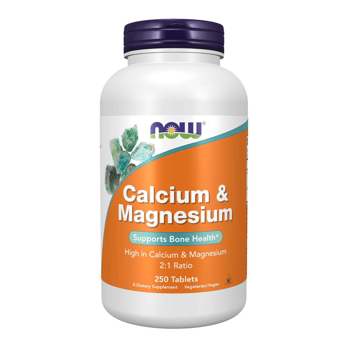 NOW Foods Complément Alimentaire Calcium & Magnésium 250 Tablettes, vue avant