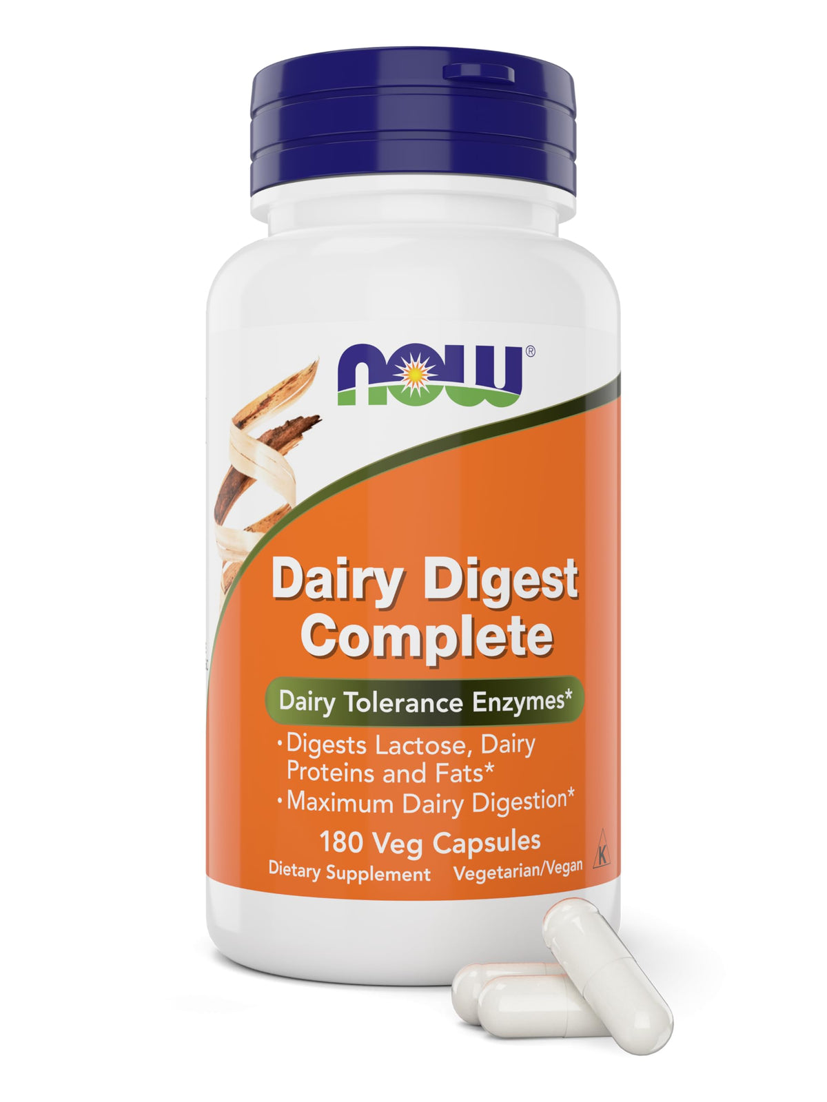 NOW Foods Complément Alimentaire Lactose 180 Capsules Végétariennes vue avant
