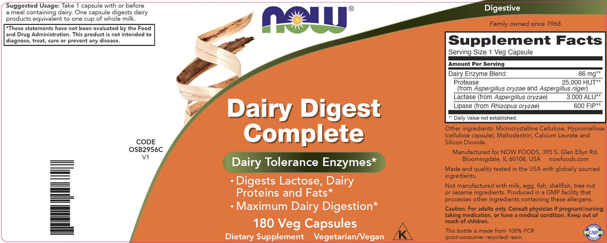 NOW Foods Complément Alimentaire Lactose capsules végétariennes sur une table