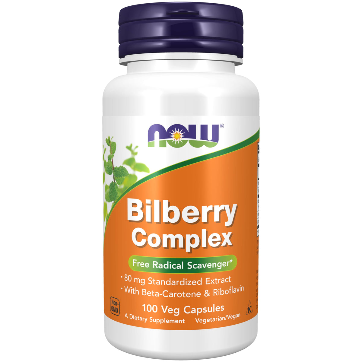 NOW Foods Complément Alimentaire Myrtille 80 mg vue avant