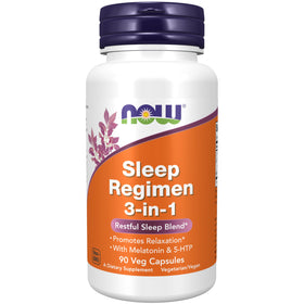 NOW Foods Complément Alimentaire Sommeil 3-en-1 90 Capsules Végétales vue de face