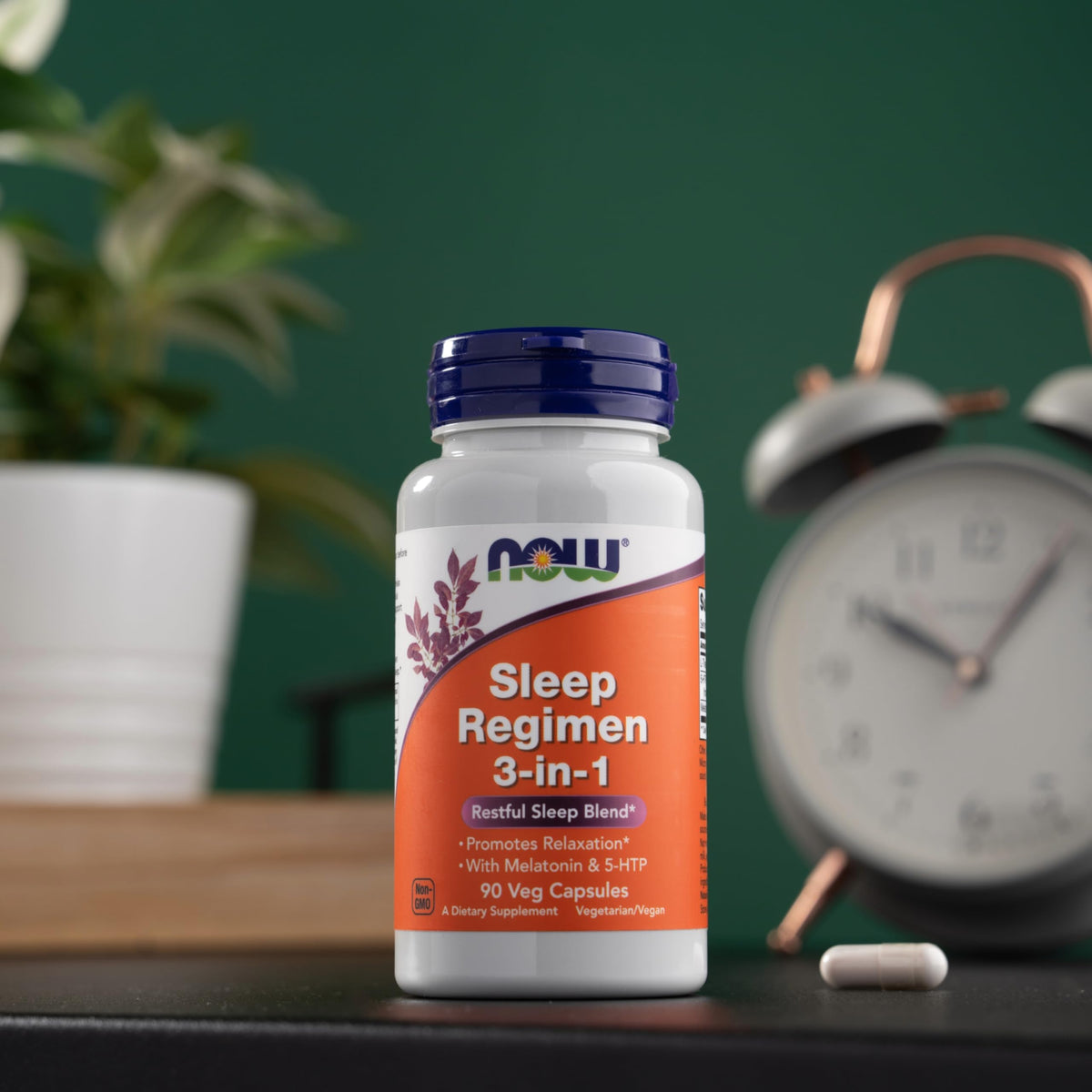 NOW Foods Complément Alimentaire Sommeil 3-en-1 90 Capsules Végétales avec d'autres produits NOW