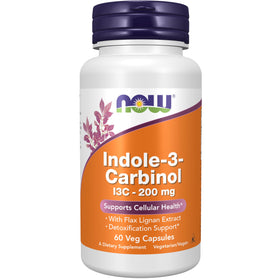 NOW Foods Complément Indole-3-Carbinol 200 mg avec Extrait de Lignane de Lin, vue avant