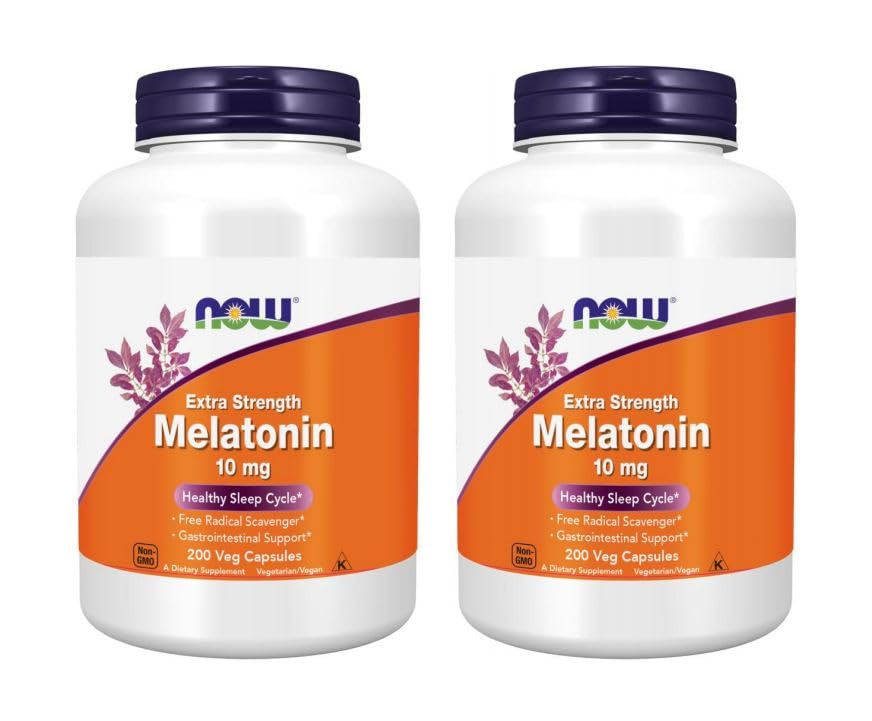 NOW Foods Compléments Alimentaires Melatonine 10 mg, vue avant du flacon