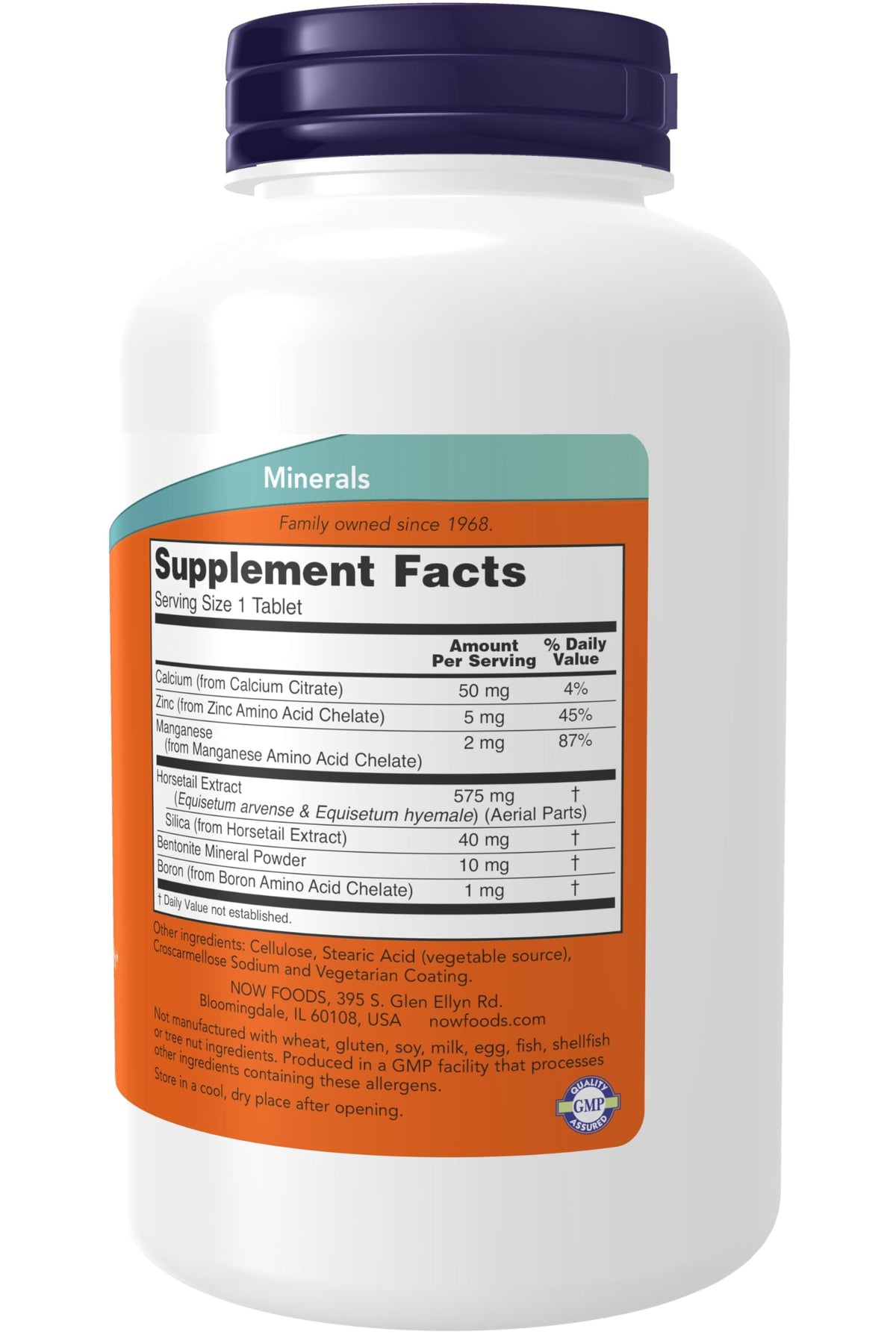 NOW Foods Complexe de Silice 500 mg comprimés sur une surface