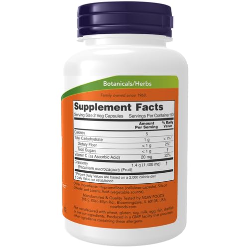 NOW Foods Concentré de Canneberge emballage et capsule