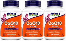 NOW Foods CoQ10 100 mg 200 softgels, vue avant du produit