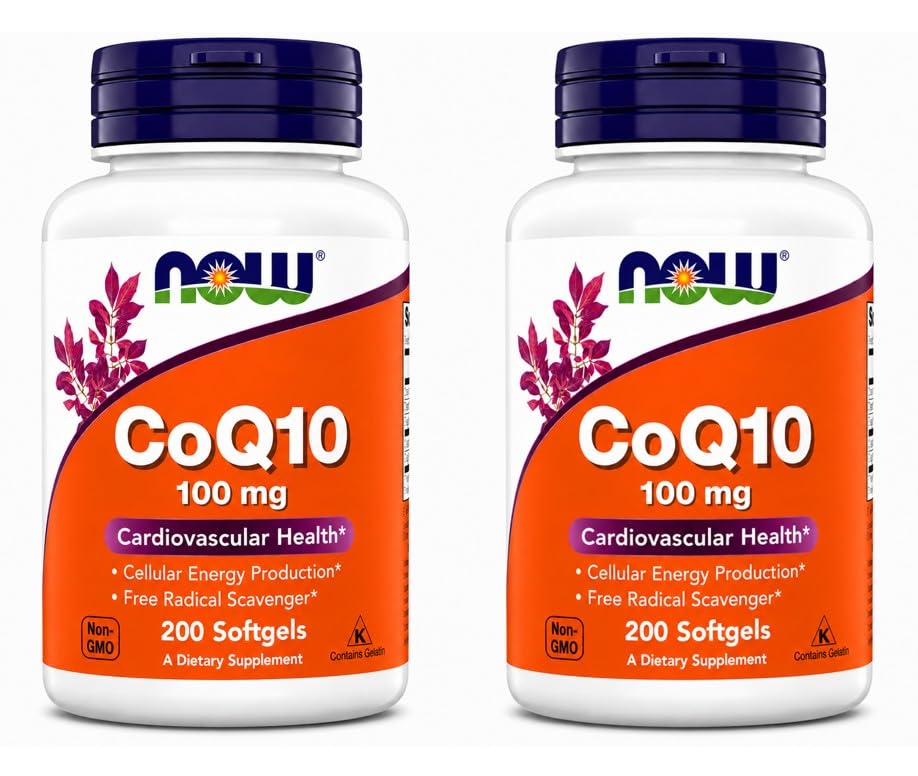 NOW Foods CoQ10 100 mg gélules pack de 200 face avant